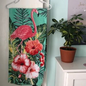 Floral Flamingo Beach Towel
